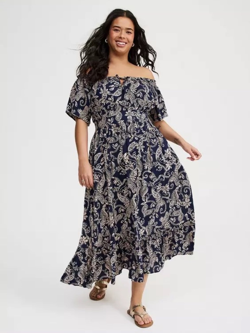 torrid Black Maxi Dress with Cream Paisley Print - Picture 3 of 6